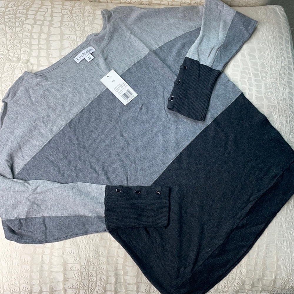 Kim Rogers Grey Striped Sweater